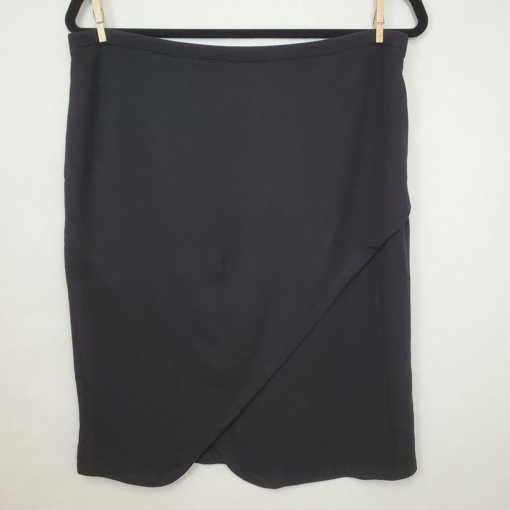 Logo Lori Goldstein Skirt Womens 1X Knee Length Waffle Knit Faux Wrap Pull On